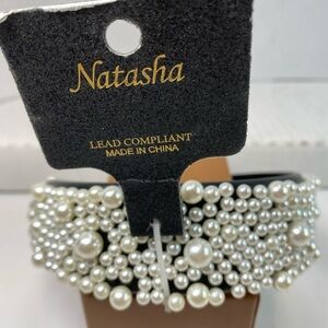 NEW Natasha White Pearl Embellished With Black Headband